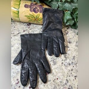 Plush Black Leather Gloves Size L (8.5) | Soft Leather|Asymmetrical Design NEW